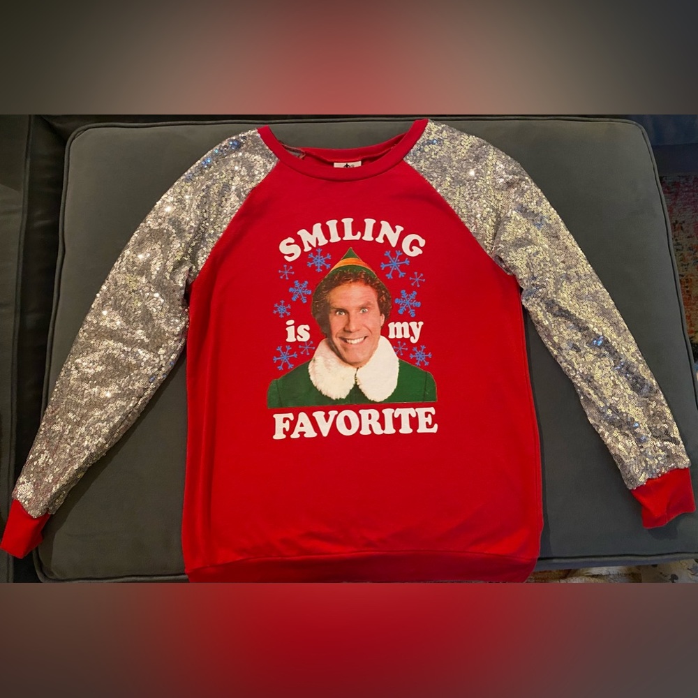 Buddy the Elf Sequined Sweatshirt “Smiling Is My Favorite”